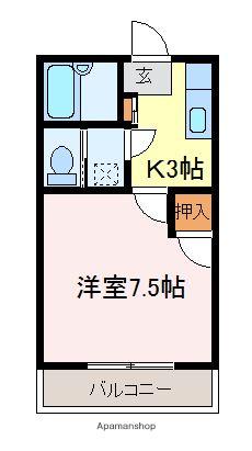 ハイツ西田(1K/1階)の間取り写真
