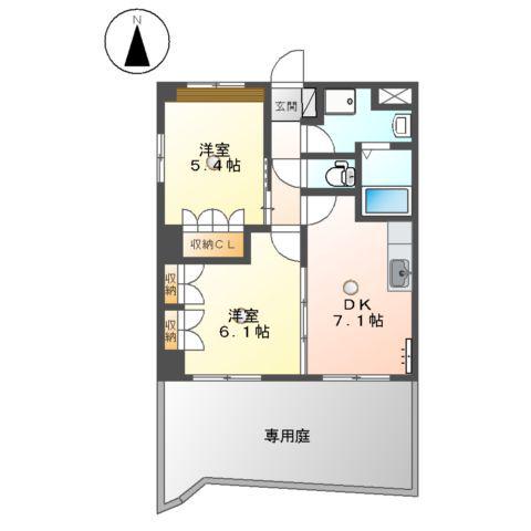 ウィステリアスプリングス(2DK/1階)の間取り写真