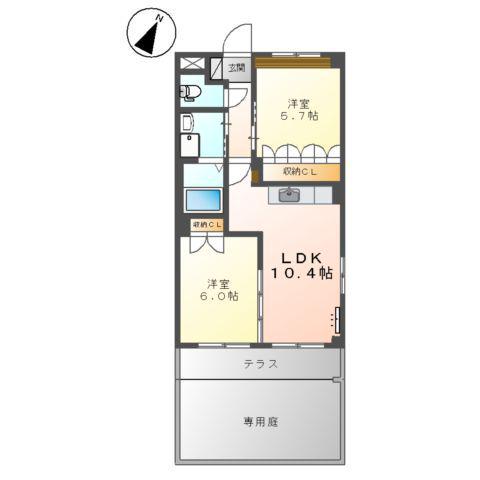 メサイア(2LDK/1階)の間取り写真