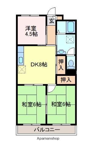 ガーデンハイツ(3DK/4階)の間取り写真