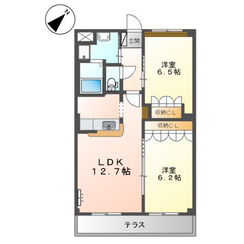 パルジェ(2LDK/2階)の間取り写真