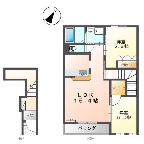 パストラーレ セコンド(2LDK/2階)の間取り写真