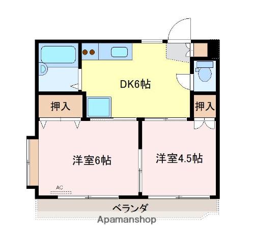 サンハイツマンション(2DK/4階)の間取り写真