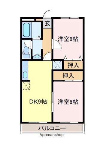 メゾンファミーユ(2DK/2階)の間取り写真