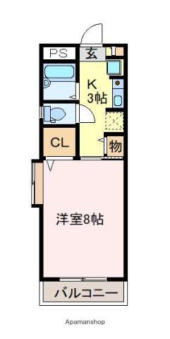 キャッスル小串(1K/3階)の間取り写真