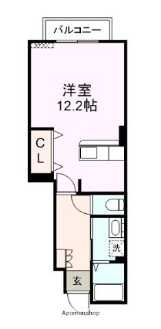 ポート・ヴュー明神Ⅰ(ワンルーム/1階)の間取り写真