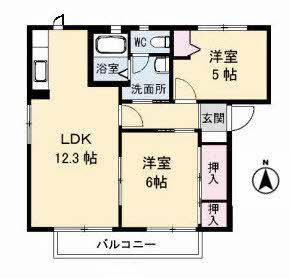 シャーメゾンドラジェB(2LDK/2階)の間取り写真