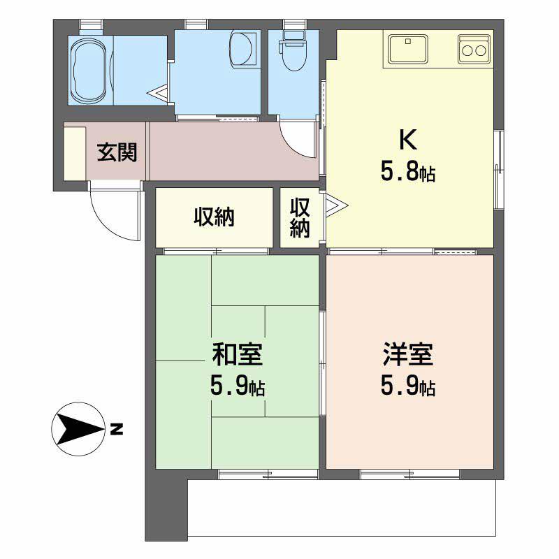 シャーメゾン西岐波D(2K/1階)の間取り写真