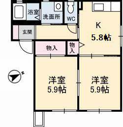 バリュージュ王子A(2K/1階)の間取り写真