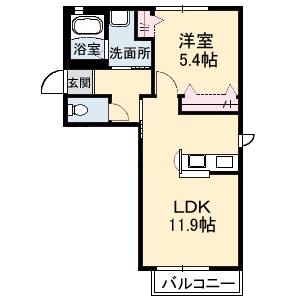 フェリスタージュ恩田(1LDK/1階)の間取り写真