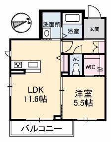 ラ・ベル・デ・ジュール(1LDK/2階)の間取り写真