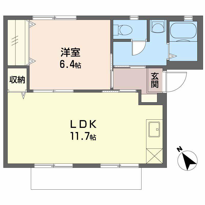 グランジュール上宇部(2K/2階)の間取り写真