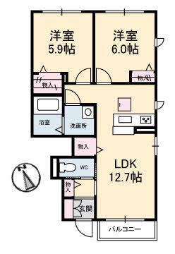 シャーメゾンクレシェンテ(2LDK/1階)の間取り写真