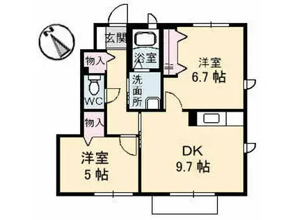 SHAMAISON MAAMI(2DK/1階)の間取り写真