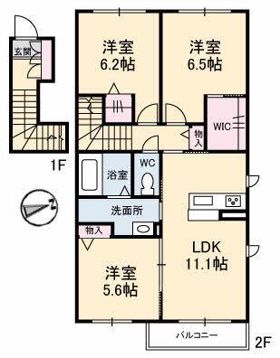 シャーメゾンPRIME(3LDK/2階)の間取り写真