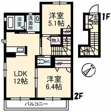 シャーメゾン ル・コンフォール(2LDK/2階)の間取り写真