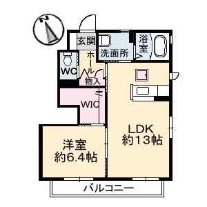 シャーメゾン・クルー(1LDK/1階)の間取り写真