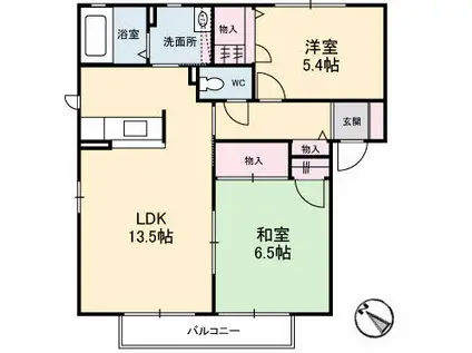 シャーメゾンコンファーレB(2LDK/1階)の間取り写真