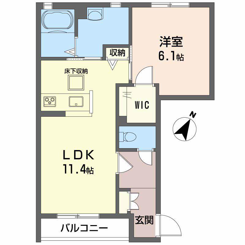 シャーメゾン中野開作B(1LDK/1階)の間取り写真