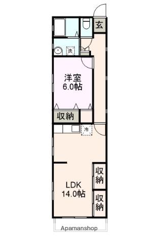 ボヌール本町(1LDK/2階)の間取り写真