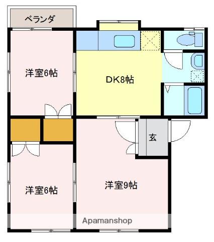 エステート柳ヶ瀬A棟(3DK/1階)の間取り写真