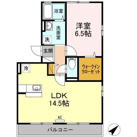 ペニーレーンA(1LDK/3階)の間取り写真