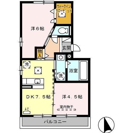 サルド セジュール(2DK/1階)の間取り写真