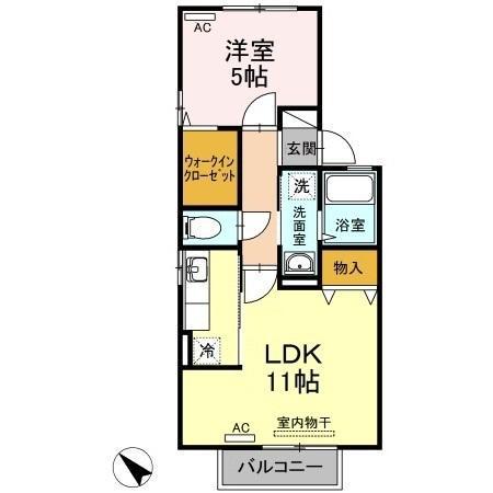 コンフォートヴィラ弐番館(1LDK/2階)の間取り写真