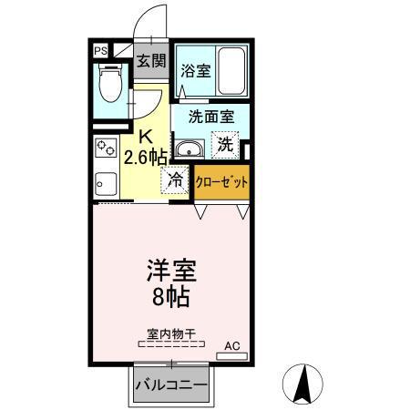 エクセレントⅢ(1K/2階)の間取り写真