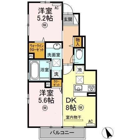 フェリックス小串(2DK/1階)の間取り写真