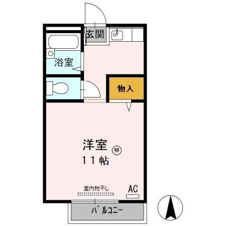 サンライフ向日葵(1K/2階)の間取り写真