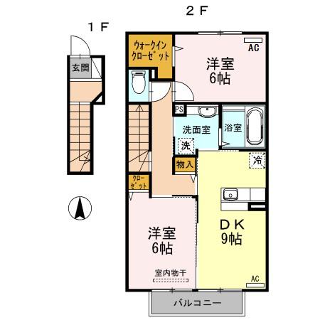 HIMIKOIII(2DK/2階)の間取り写真