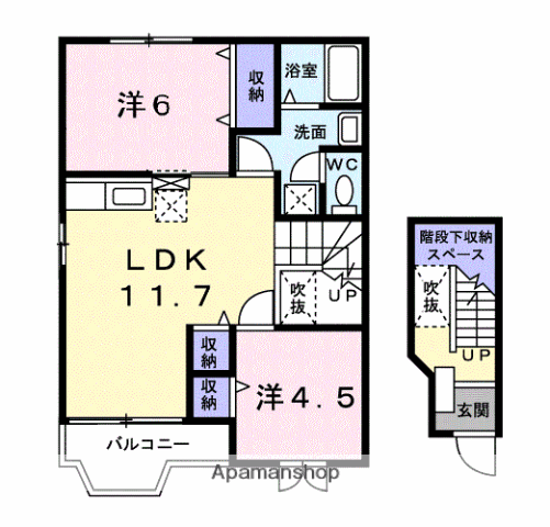 ファミール・Ⅱ(2LDK/2階)の間取り写真