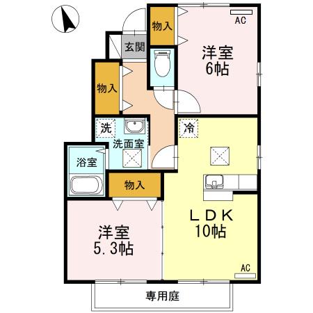 セジュールヴァンセンヌA(2LDK/1階)の間取り写真