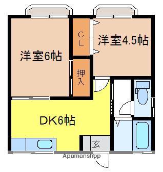 ハイツロータス(2DK/2階)の間取り写真