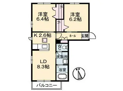 シャーメゾンフィオーレ(2LDK/3階)の間取り写真