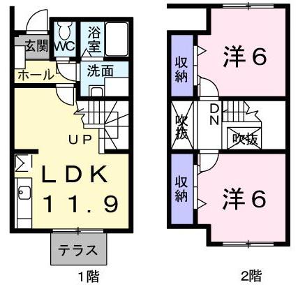レジデンスCALM-C(2LDK/1階)の間取り写真