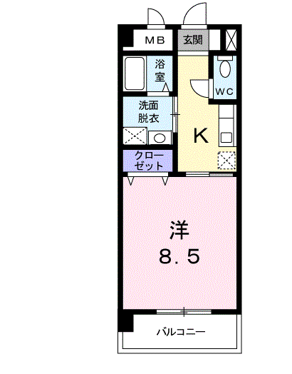 ローレル五反田(1K/3階)の間取り写真