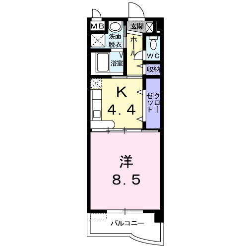 ラフレシール秋根(1K/3階)の間取り写真