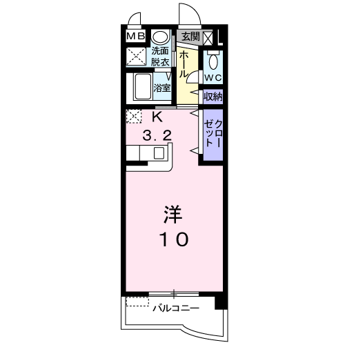 ラフレシール秋根(1K/3階)の間取り写真