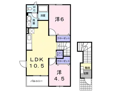 ソレアードエムB(2LDK/2階)の間取り写真