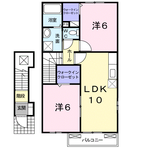 勇駿1番館(2LDK/2階)の間取り写真