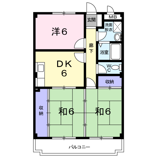 ドエルⅢ(3DK/2階)の間取り写真