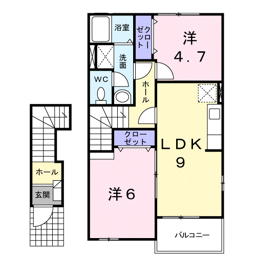 メゾン・ルミエールA(2LDK/2階)の間取り写真