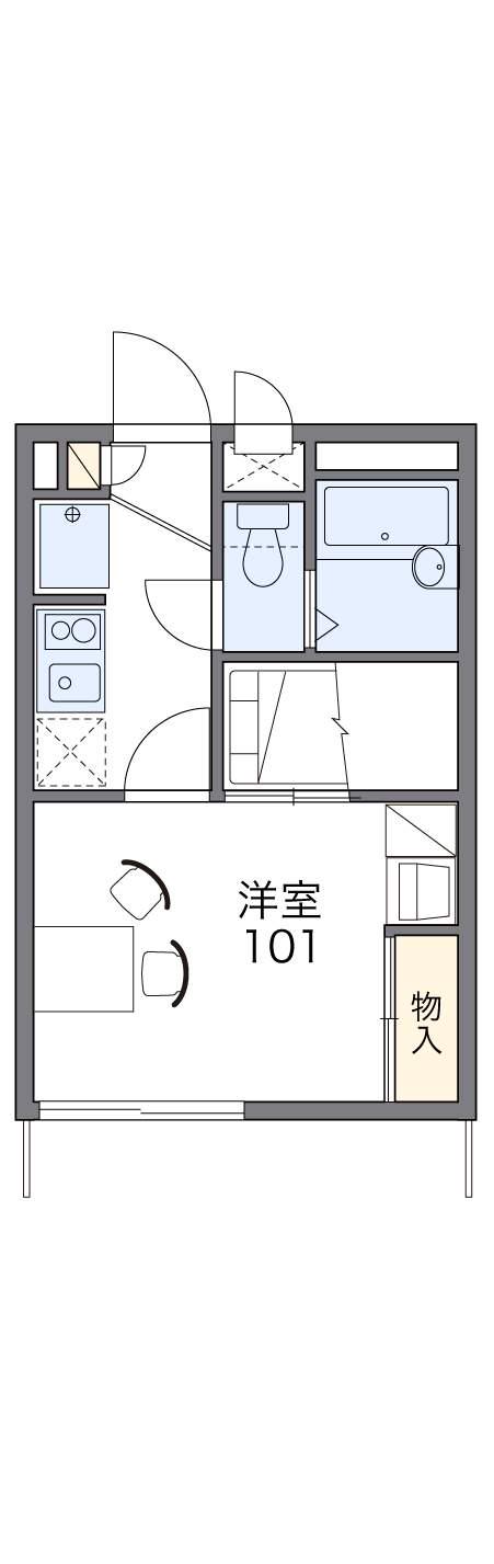 レオパレスエスト長府(1K/2階)の間取り写真