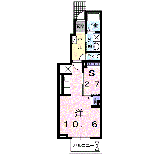 キャッスル安養寺D(ワンルーム/1階)の間取り写真