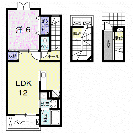 アンブラッセ Ⅱ(1LDK/3階)の間取り写真