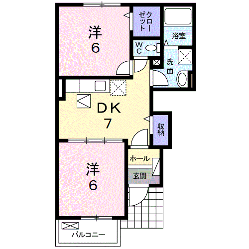 アニューJ Ⅱ(2DK/1階)の間取り写真
