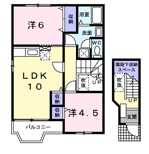 ミニヨン K・T(2LDK/2階)の間取り写真