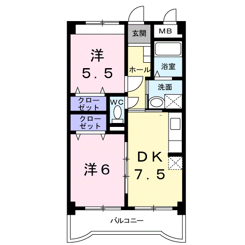 メゾン・アン・ソレイユ1(2DK/2階)の間取り写真